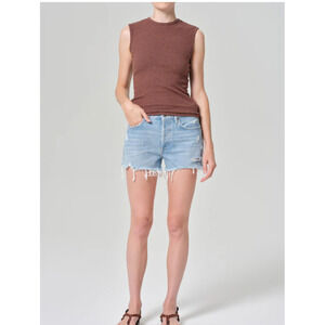 Agolde Shorts 27 Blue Parker Vintage Cut Off Button Fly Swapmeet A026B-1411